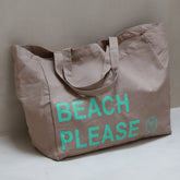 Canvas-Strandtasche Beach Please Taupe